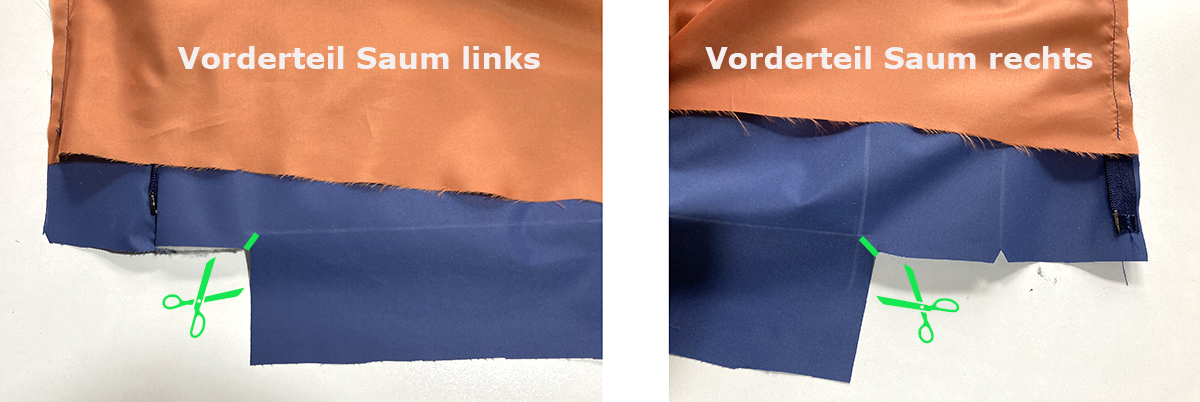 Ecken einschneiden