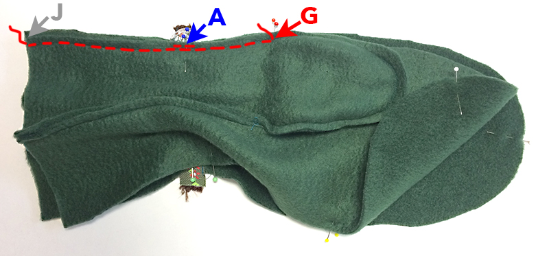 Handschuh unten susammen nähen