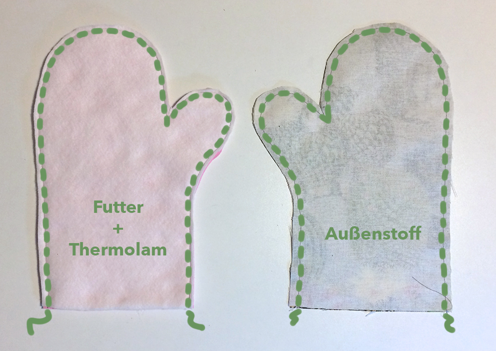 Handschuh zusammen nähen