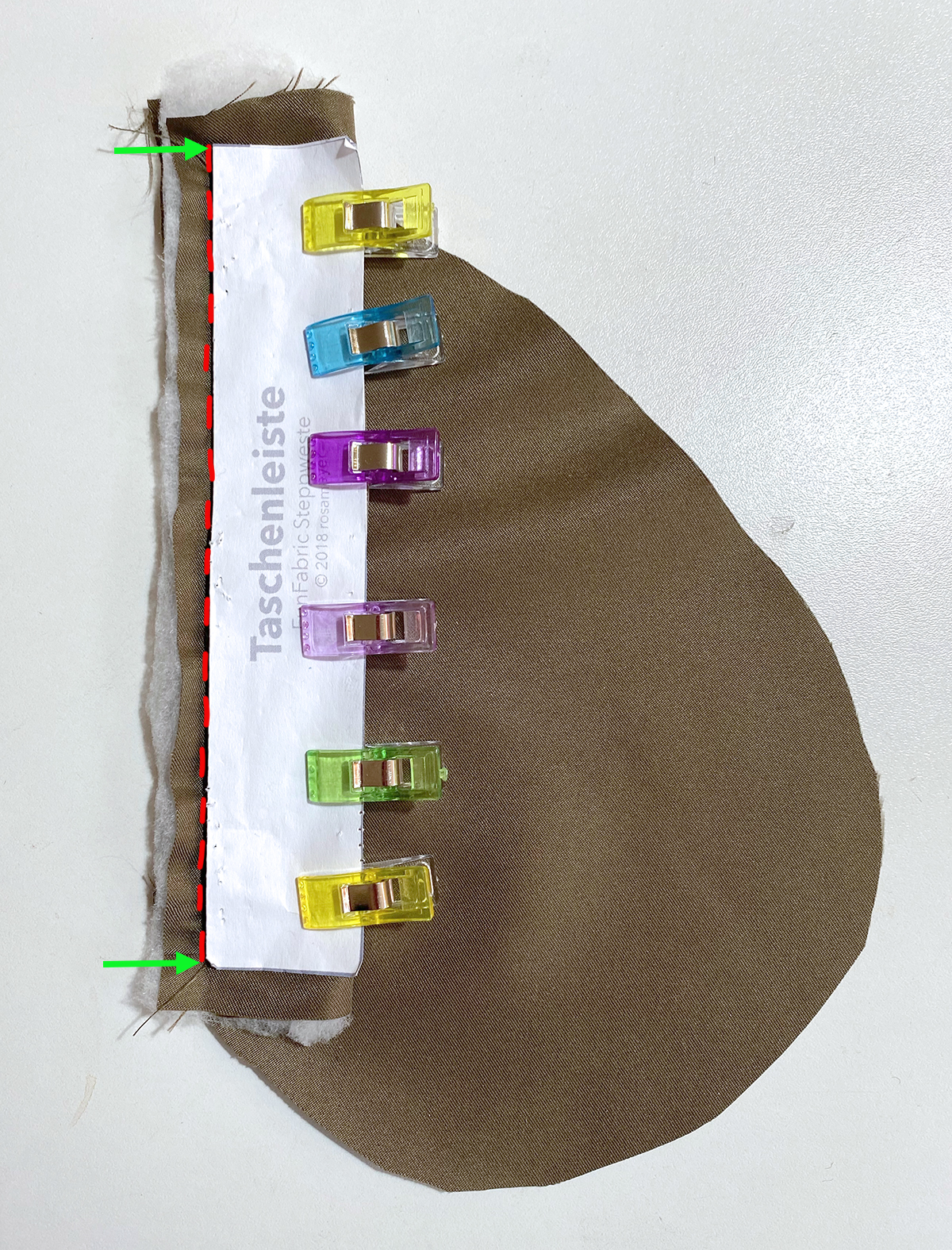 Taschenleiste annähen