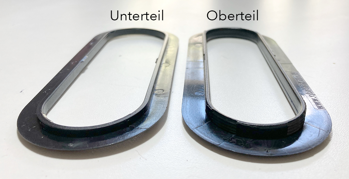 Oberteil und Unterteil des Ösengriffes
