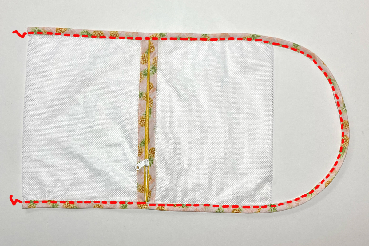 Schrägband feststeppen