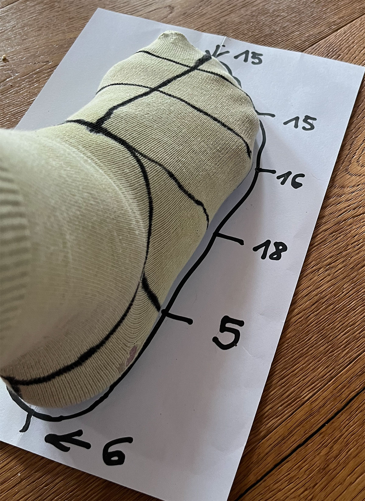 Hilfslinien für Schuhschnittmuster
